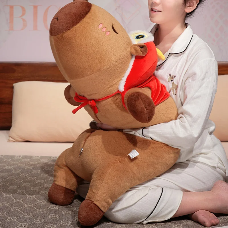 Adorable capibara, almohada larga, juguetes de peluche, sombrero, pollo, dinosaurio, muñecos de peluche suaves, decoración, regalos de cumpleaños para bebé