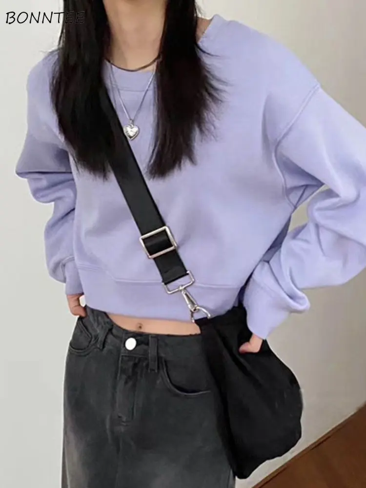 Sweatshirts Women Simple All-match Streetwear Ins College Spring Korean Style Ulzzang Casual Loose O-neck Various Colors Classic