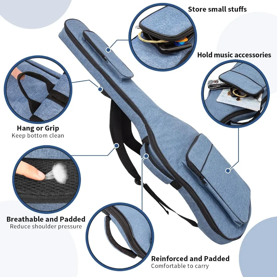 39インチ エレキギターバッグ ソフトギターケース 厚さ11mmのパッド入り エレキギターギグバッグ 防水ギターバックパック ポケット付き