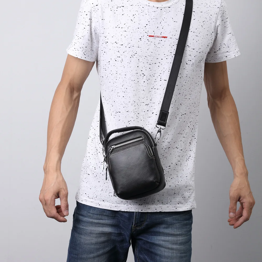 New Genuine Leather Single Shoulder Mini Multifunctional Crossbody Top Layer Cowhide Luxury Men Bag Men's Satchel Small Backpack