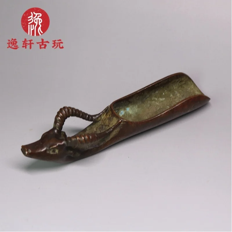 Classical set, side leaf scoop, bull-head tea spoon, handicrafts, folk customs, antique miscellaneous items, heavy a