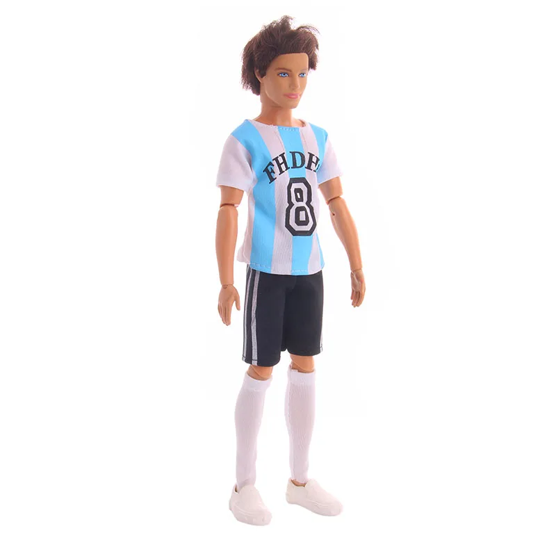 Futebol e basquete uniforme para Ken Doll, Barbie Dress Acessórios, roupas para brinquedos da menina, aniversário e presente de Natal