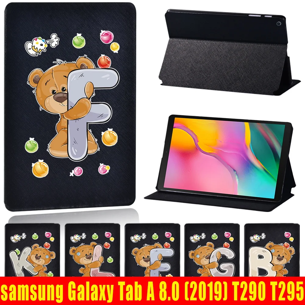 

Anti -cratch Tablet Case for Samsung Galaxy Tab A 8.0 (2019) T290/T295 - Bear Pattern Leather Letter Series Flip Cover Case +pen