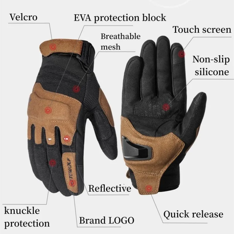 Motowolf Summer Mesh Breathable Full Finger Racing Motorcycle Gloves Men's Riding Gloves Touch Screen Motorcycle Accessories