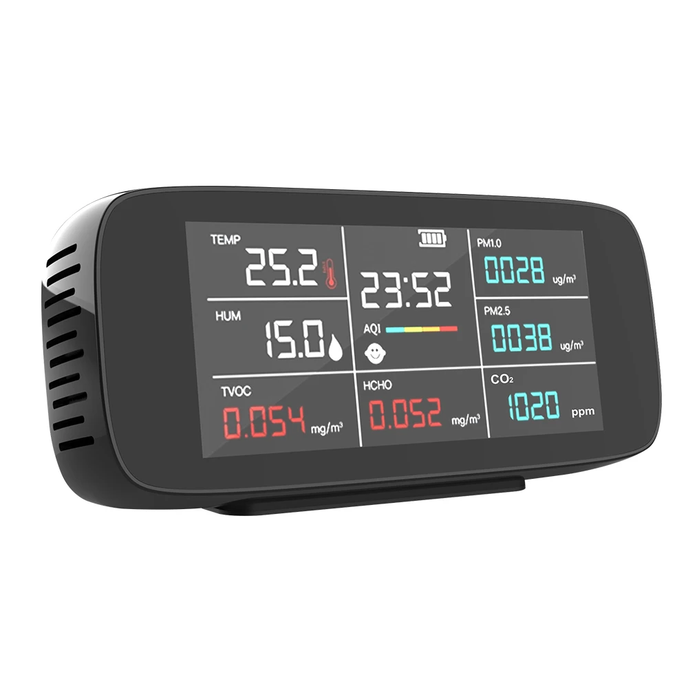 

Многофункциональный детектор качества воздуха Dienmern DM197, настольный ЖК-дисплей, датчик CO2/HCHO/AQI, домашний газовый монитор, лидер продаж