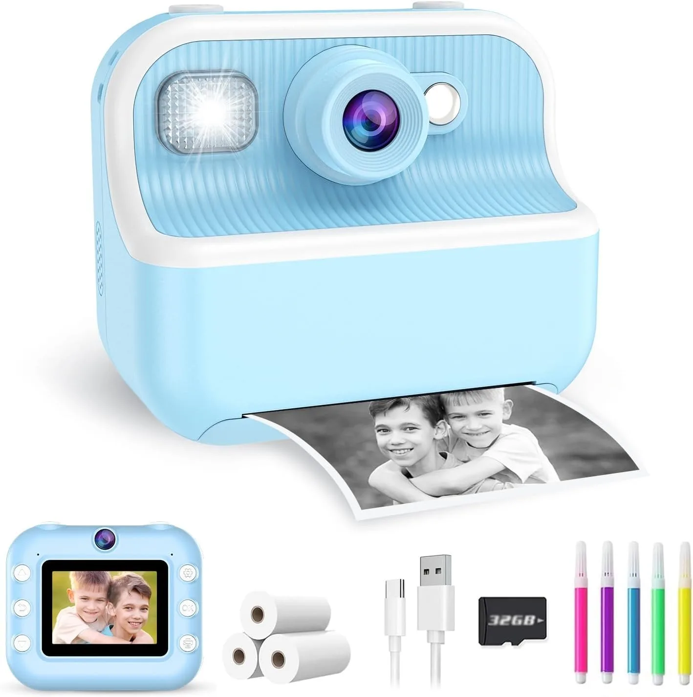 Kids Camera Instant Print, Christmas Birthday Gifts for Kids Age 3-12, HD Camera for Kids with Printing Photo Paper