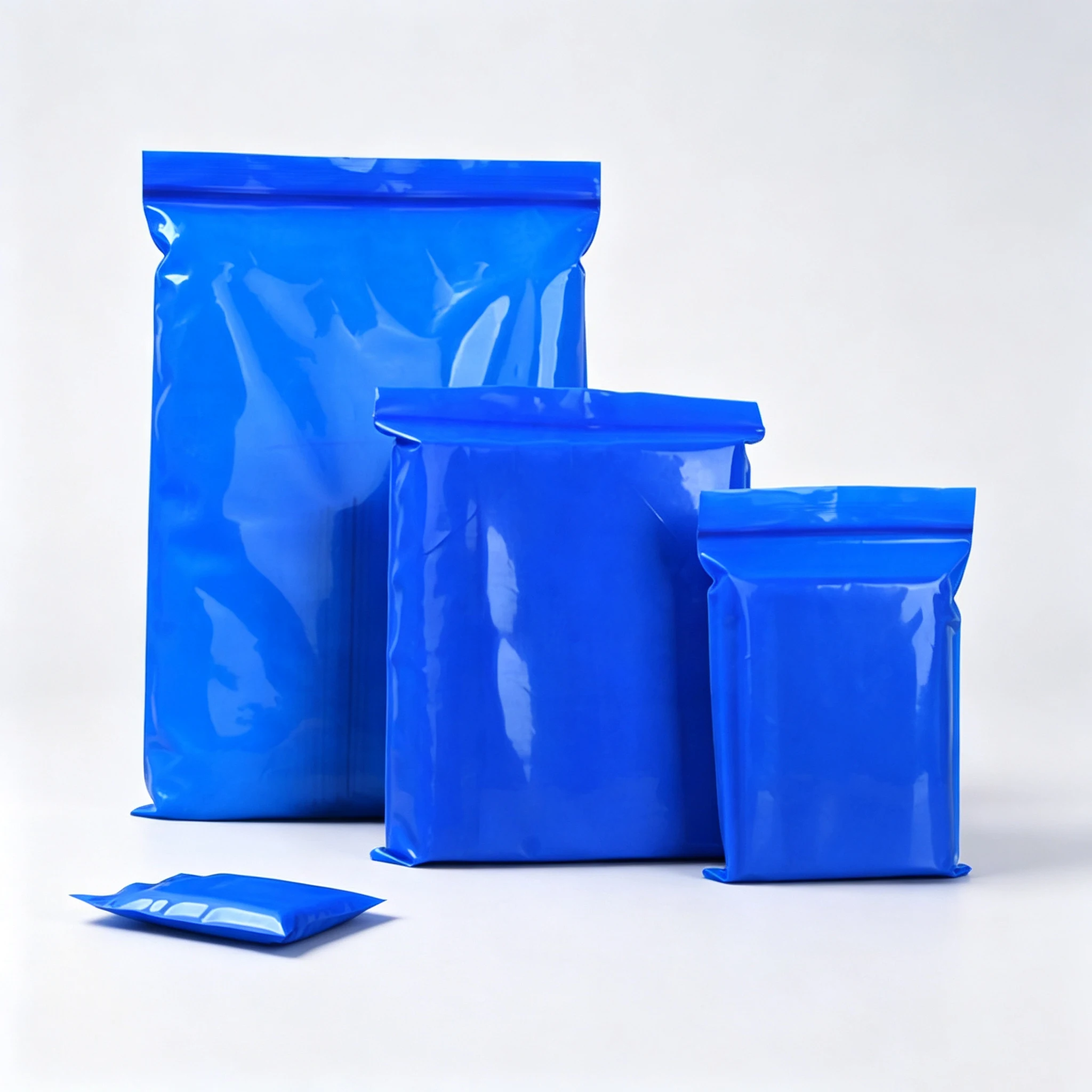 Blue Plastic Zipper Storage Pouches, Reusable Seal Bags for Food & Tiny Sundries Multi-scene Separate Daily Sort Pack