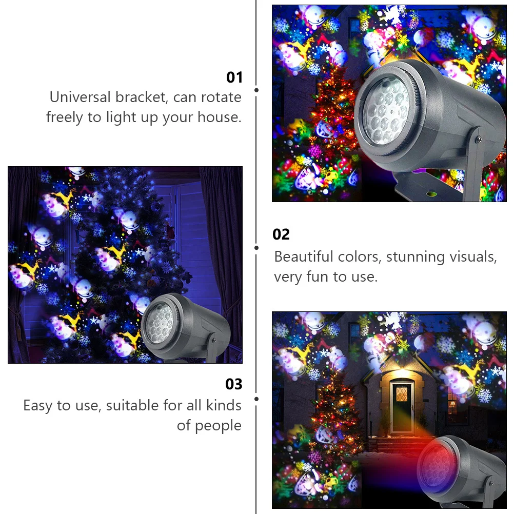 Luz de proyección navideña ABS, lámpara de ambiente interior giratoria, luz LED nocturna de fiesta para banquete de boda familiar