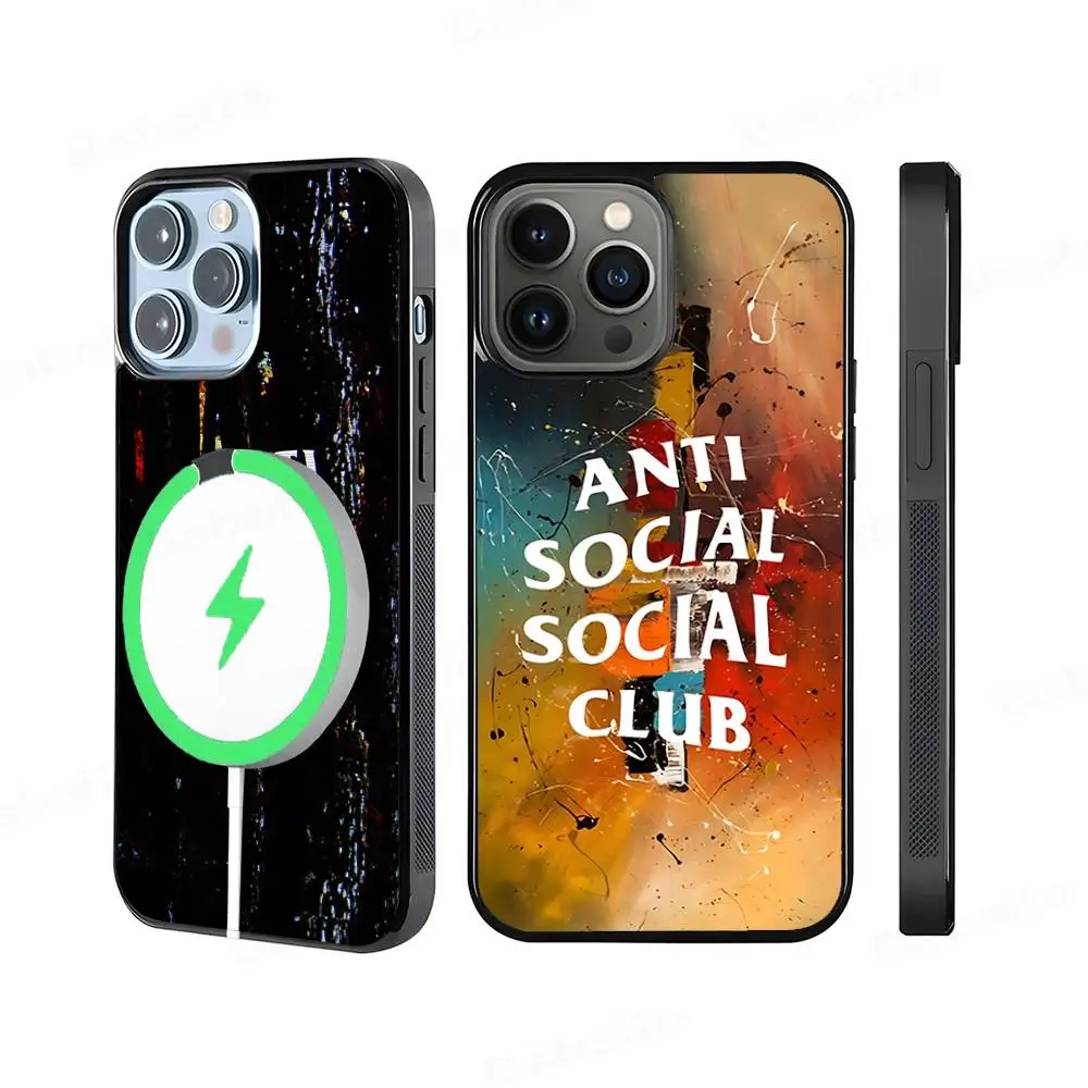

A-Anti Social S-Social Club For Magsafe Magnetic Phone Case For IPhone 17 16 Pro Max 15 Plus 14 13 12 11 Cover