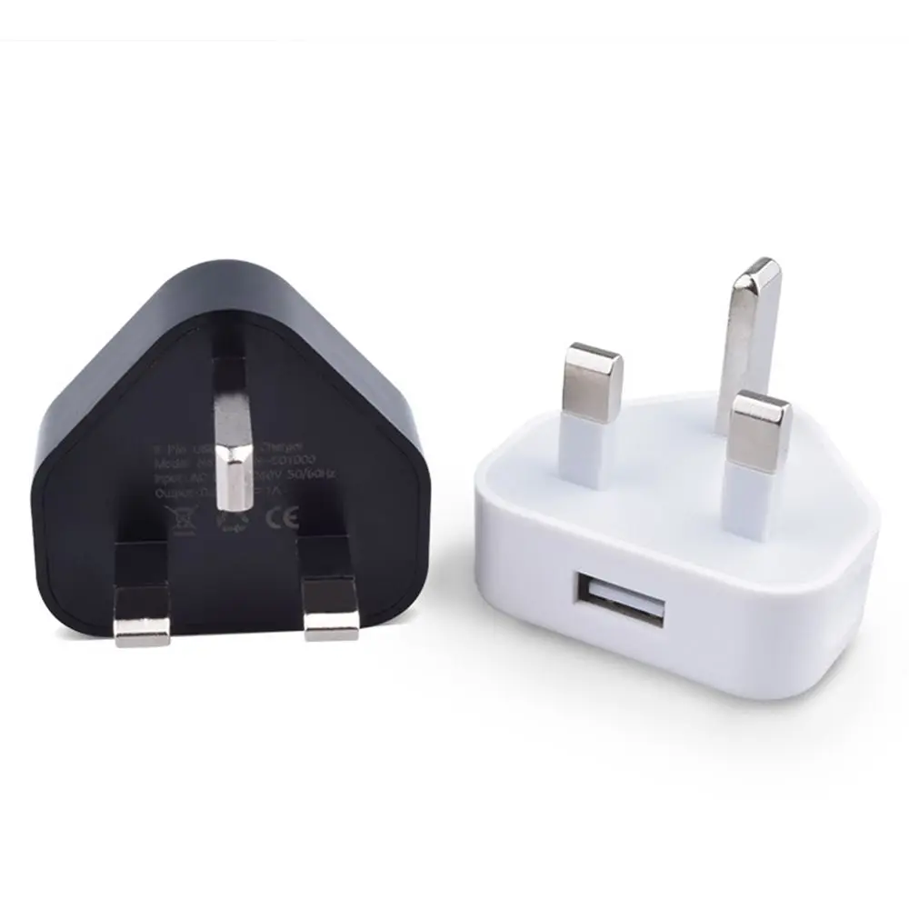 USB Charger 1-Port USB Wall Charger Practical Durable Power Adapter White Black 3 Pin UK Plug Office Travel Accessories Parts