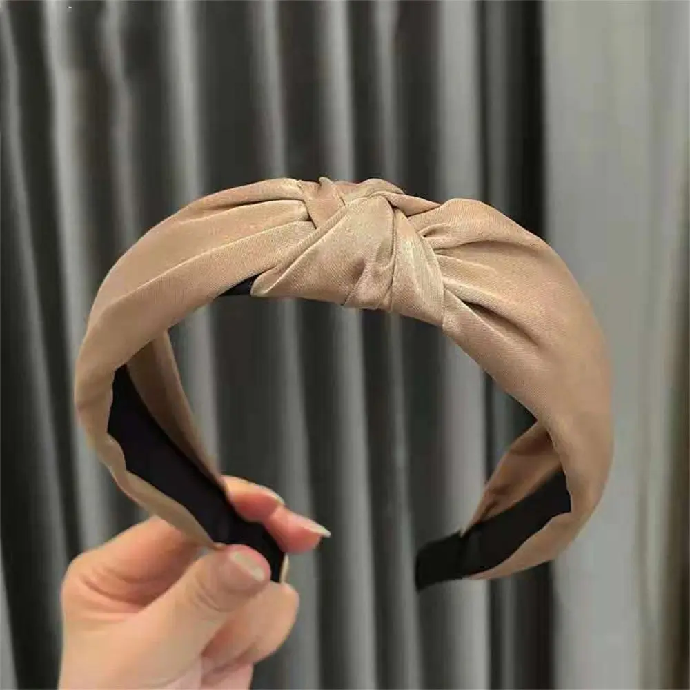 Diadema de tela de maquillaje, accesorios para el cabello con nudo cruzado, banda de satén para la cabeza, bandas para el cabello