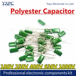 50pcs 100V 250V 400V 630V 1000V Polyester Film Capacitor 102 222 472 103 223 333 473 104 1NF 2.2NF 10NF 22NF 47NF 100NF 0.1UF