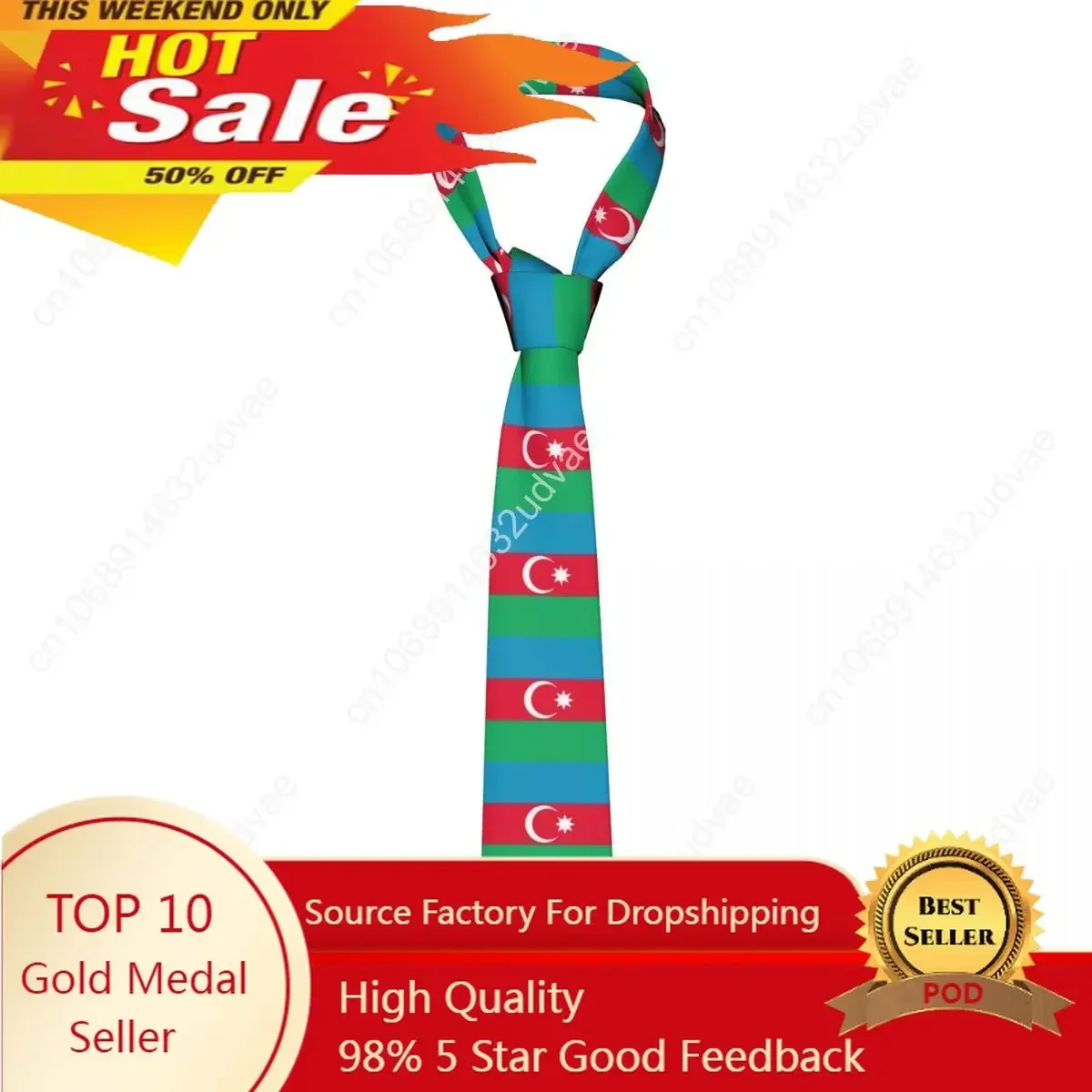 Classic Tie for Men Silk Mens Neckties for Wedding Party Business Adult Neck Tie Casual Azerbaijan Flag Tie