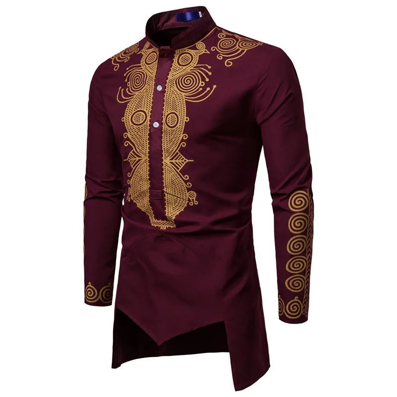 Men\'s Fashion Africa Clothing Long Pullovers  Dress Clothes Hip Hop Robe Africaine Style  Shirts for Men