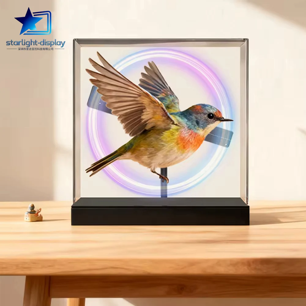 P20 HD 3D Desktop Hologramm Fan Projektor Display Business Werbung Logo Licht Holographische Lampe Projektoren Wiederaufladbare