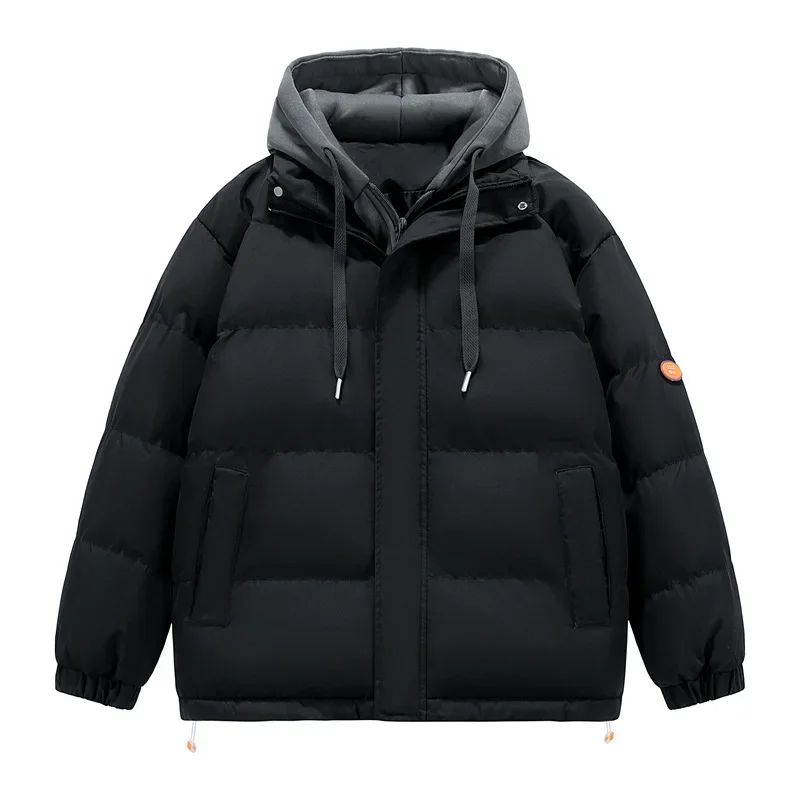 

Мужские зимние стеганые куртки в корейском стиле с цветным кодированием, повседневные, модные, простые, базовые, стеганые куртки с капюшоном, мужской комплект из 2 предметов, одежда, пальто, парки