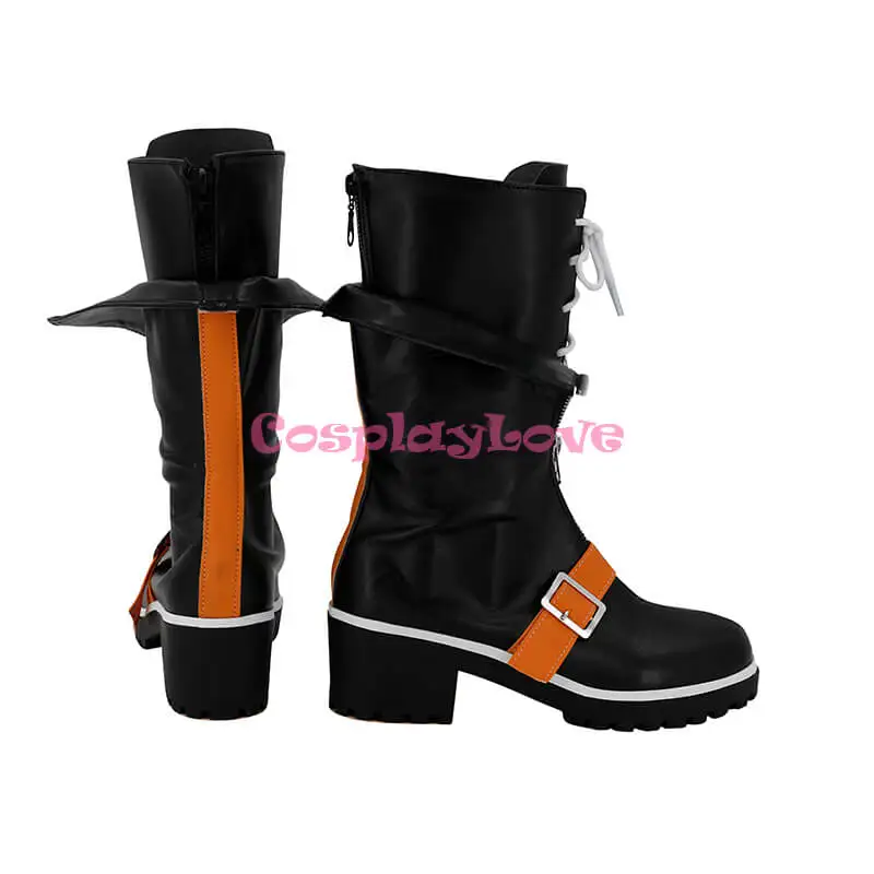 CosplayLove – Ensemble de jeu étoiles CrayzB, chaussures de Cosplay noires, bottes longues en cuir, Halloween Chrismtas sur mesure