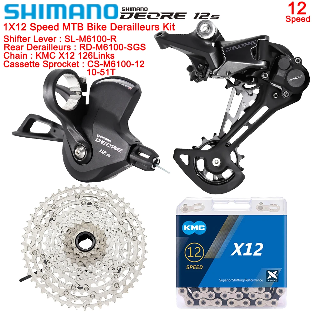 

SHIMANO M6100 Groupset for MTB Bike 1X12 Speed M6100 Shifter Rear Derailleurs KMC X12 Chain 10-51T Cassette Kit Original Bicycle