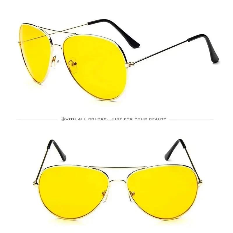 Pilot Yellow Sunglasses Night Vision Goggles Retro Clear Lens Sun Glasses for Driving Car Supplies for Women And Men