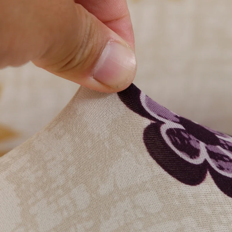 1pc Elastic sofa bed cover,Elegant Purple Yellow Lotus Floral Print Couch Slipcover for Living Room
