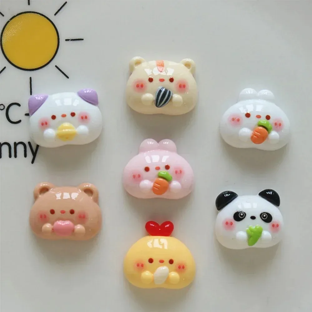 10Pcs Feeding Animals Series Shiny Flatback Resin Cabochons For DIY Hairpin Scrapbooking Making Home Decoration
