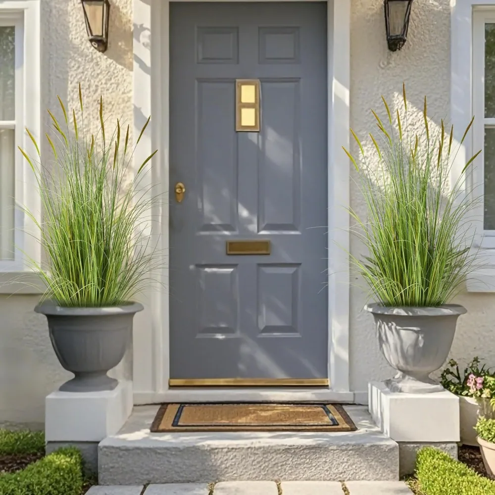 Grama artificial de palheta de carcaça, 2 pacotes, grama falsa de cebola de 35 polegadas para plantas de arte decorativas de escritório doméstico interno e externo