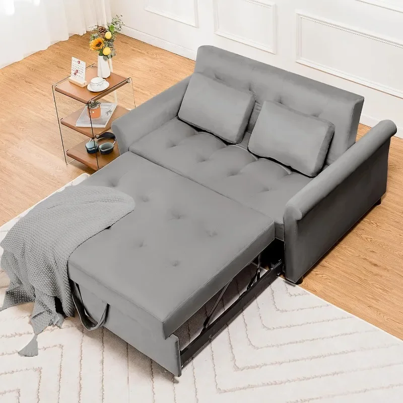 

Folding Sofa with Adjustable Backrest and Pillows, Convertible Into A Sofa Bed, Suitable for Living Room and Office