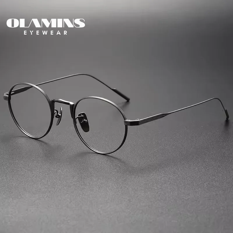 

OLAMINS​ Wholesale Japanese Handmade Designer Eyewear Frame Round Pure Titanium Women Eye Glass Optic Eyeglasses Frames 80810