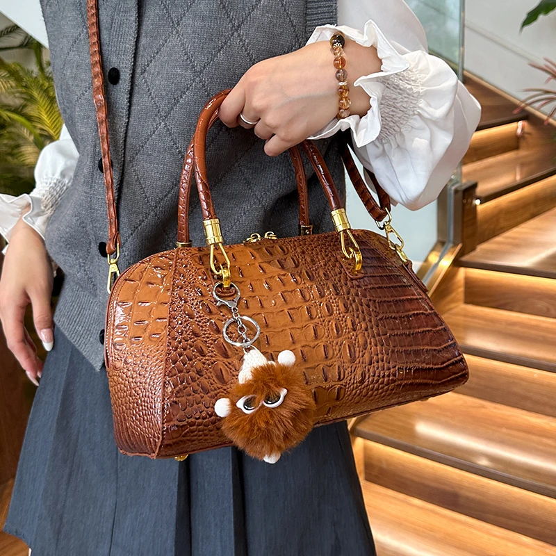 Classic Women Handbag Black Crocodile Leather Shoulder Crossbody Bag For Women 2025 Luxury Women\'s Bag Designer Fashion Hand Bag