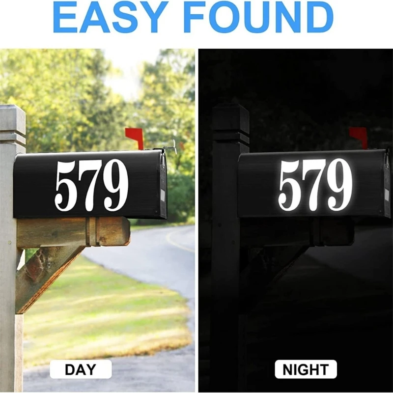 High Visibility Reflective Adhesive Number Durable Reflective Mailbox Number Decals Set for Clear Visibility DropShipping