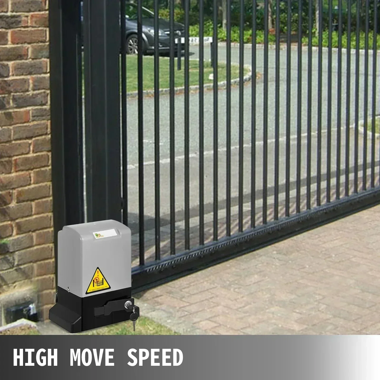 SIHAO 1300LBS Automatic Sliding Gate Opener Electric Garage Door Operator with 2 Keys & 4m Racks Use for Hotel Factory School