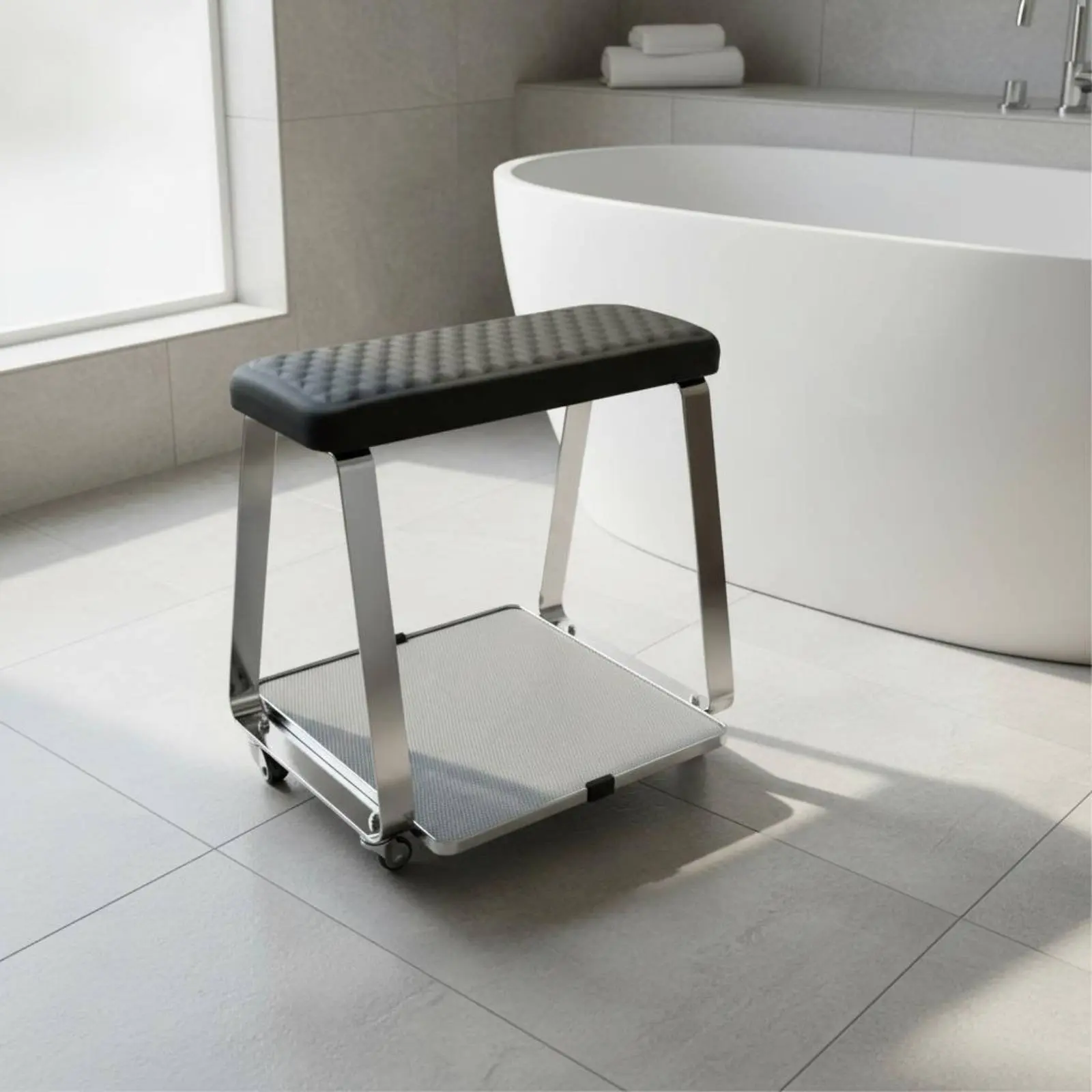 pedicure-foot-rest-with-tray-easy-to-clean-rolling-pedicure-leg-rest-salon-furniture-stainless-steel-frame-for-spa-home-use