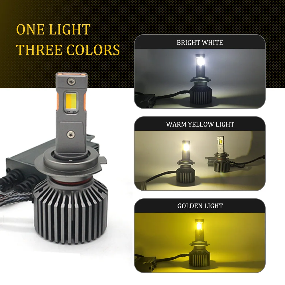 120W 3Color LED Headlight H4 H11 H7 9005 9006 LED Color Changing Fog Light Bulb HB3 HB4 Led Bulb Upgrade Led Light Super Bright