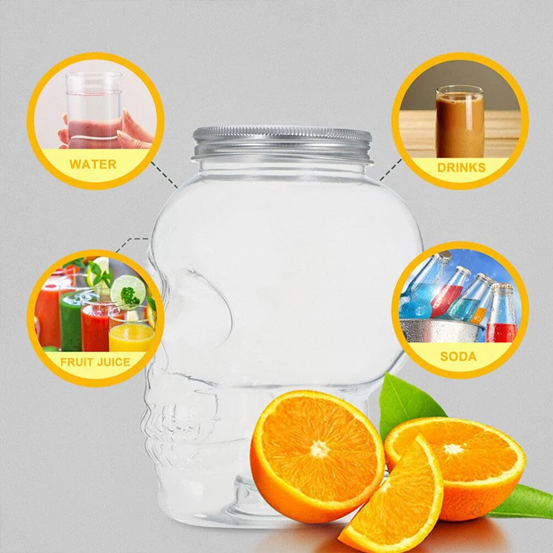 1Pcs Halloween Skull Reusable Milk Bottle With Hole Drinking Small Juice Mason Jar Beverage Multifunctional Bottle Party Gift