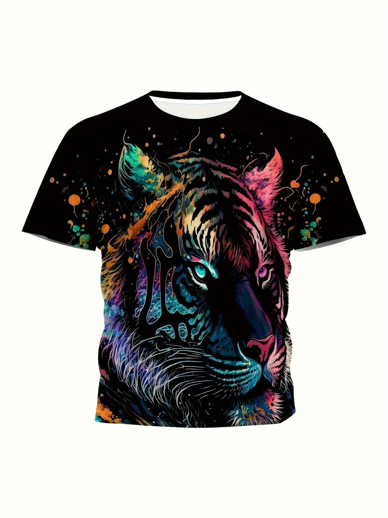 T-Shirt For Men 3D Animal Tiger Print Tee Shirts Summer Short Sleeved Tee Male Pullover Top Casual Men'S Clothing