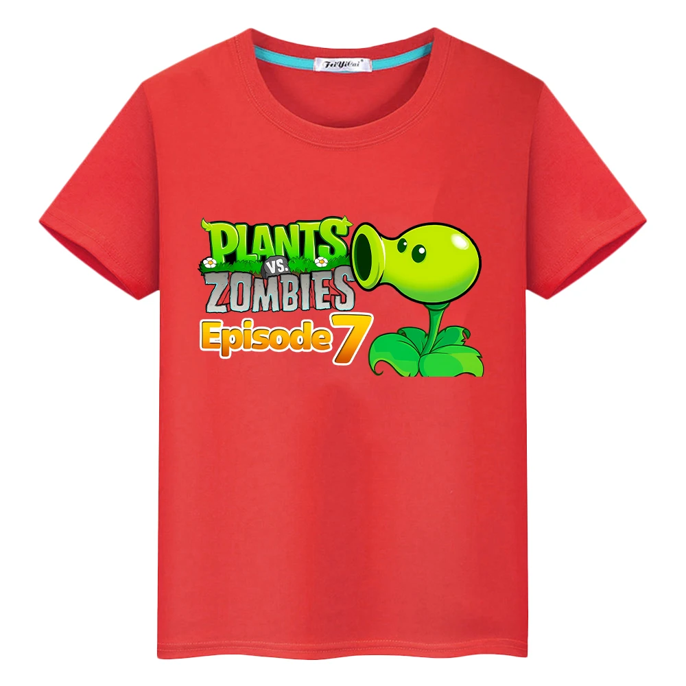 تي شيرت للأطفال الأولاد 10 سنوات 100% نباتات مطبوعة قطنية ضد الزومبي ملابس أنيمي كاواي قصيرة فخر تي شيرت y2k قطعة واحدة ملابس الفتيات