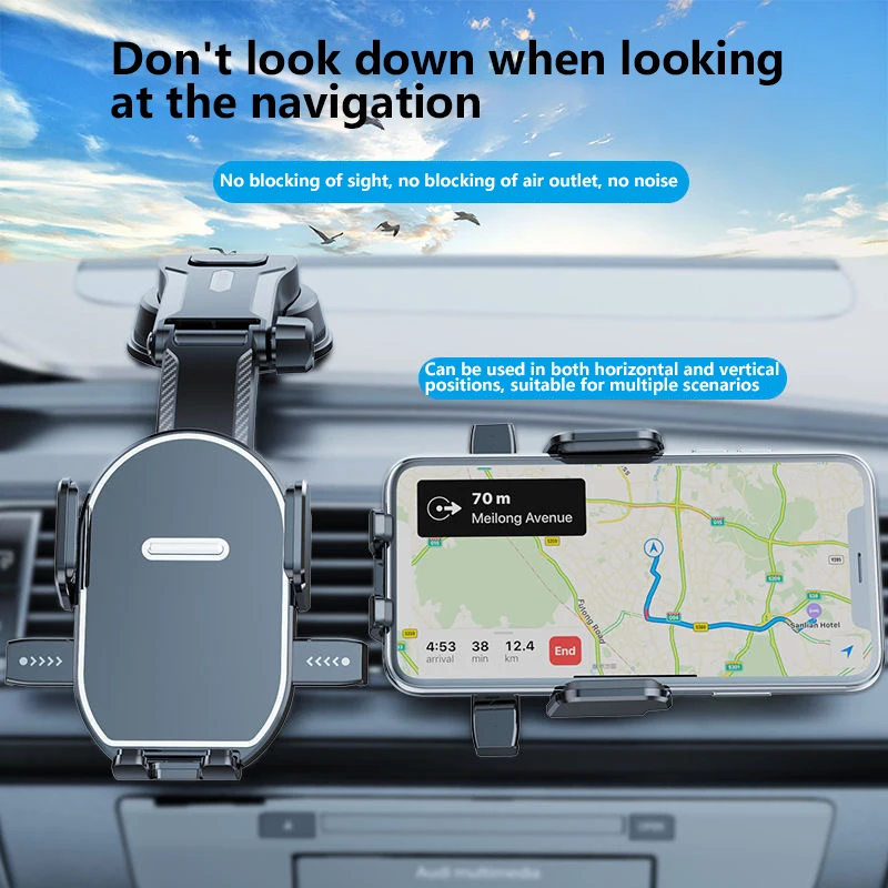 

Универсальный автомобильный держатель для телефона, прочная присоска, крепление на лобовое стекло, подставка без помощи рук для iPhone, Samsung, GPS-навигация 2025