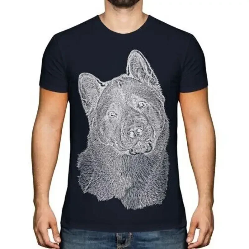 American Akita Men's Sketch Printed T-Shirt Great for Dog Lover Spitz
