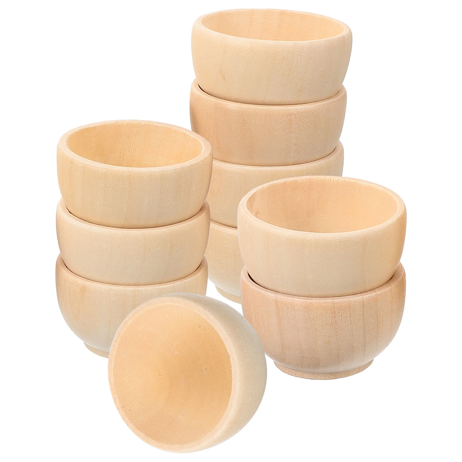 10 Pcs Craft Bowls Mini Unfinished DIY Cutlery Condiment Appetizer Unpainted Miniature Wooden Model Toy Material Child