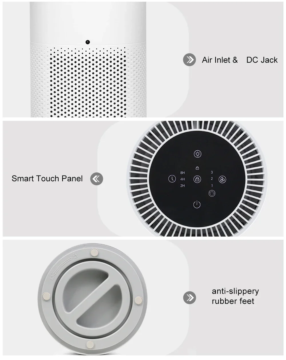 Air Purifier With True HEPA Filter Remove Dust, Danders, Odors For Office, Study Room; Quiet With Night Light