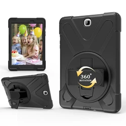 360 Rotating Hybrid Case For Samsung Galaxy Tab A 9.7 inch 2015 SM-T550 SM-T555 Rugged Stand Cover With Hand & Shoulder Strap