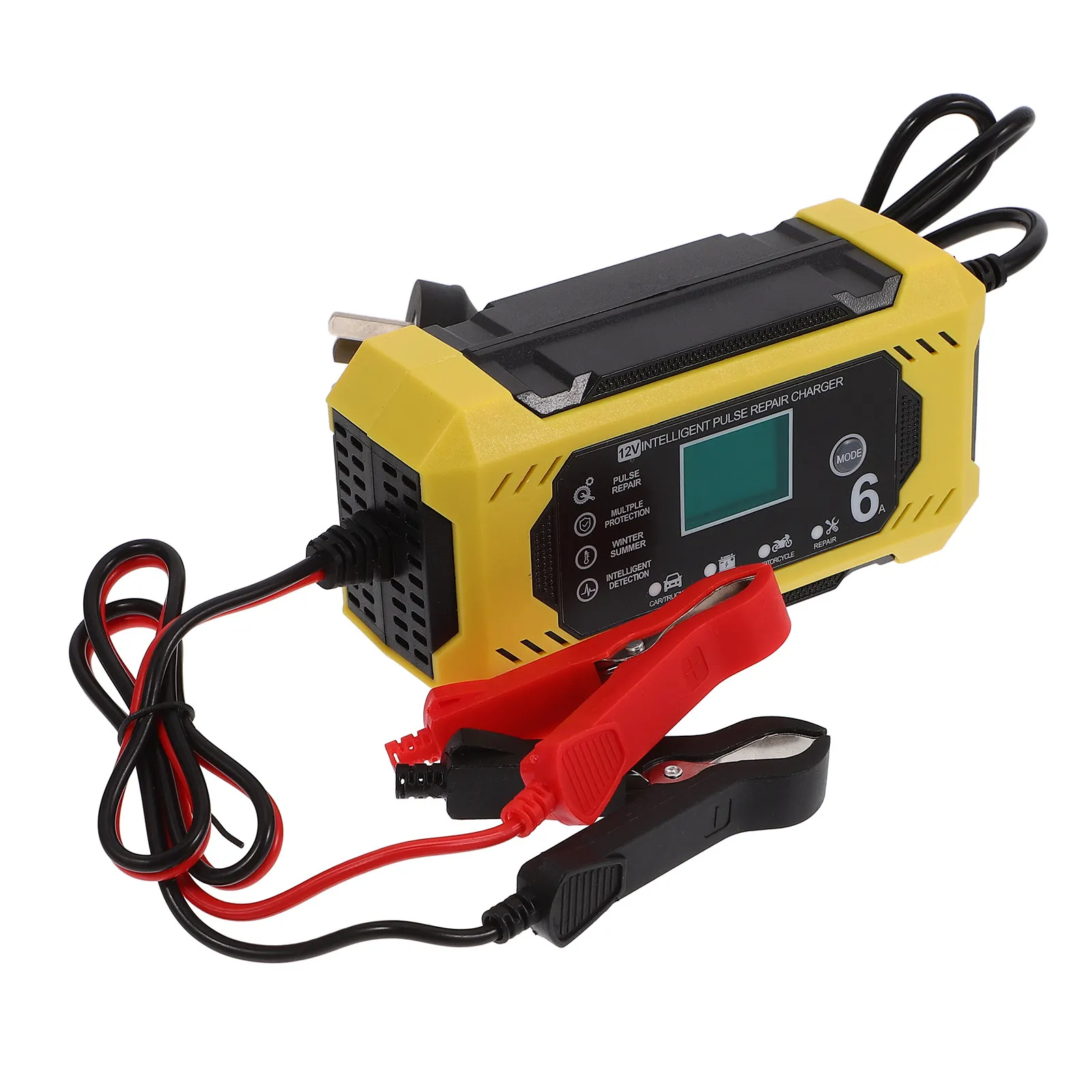 

Car Battery Charger 12V 6A Automatic Maintainer Digital Display Reverse Polarity Overcurrent Protection for Auto