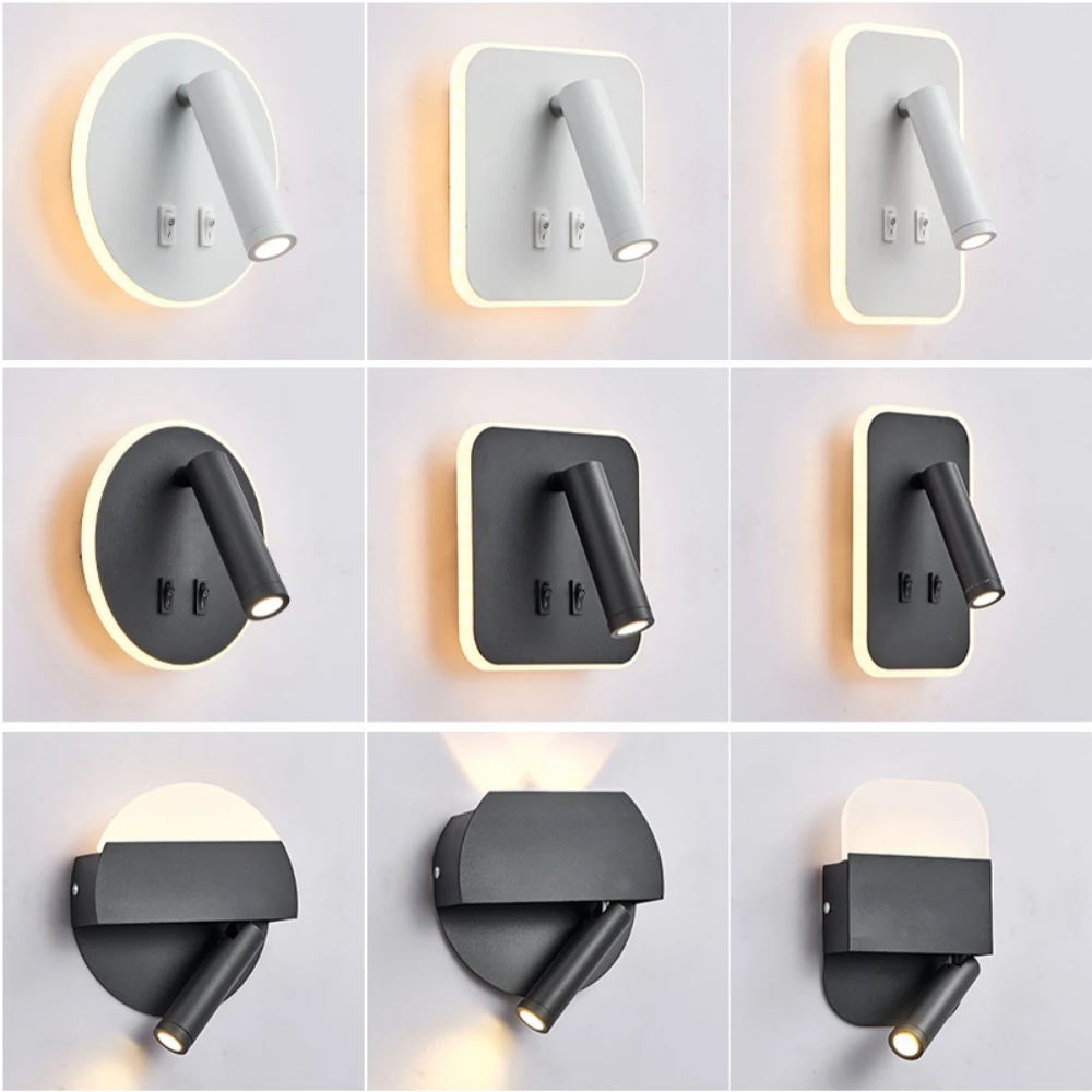 

LED Wall Light Backlight 325 Degree Rotation Adjustable Wall Lamp Bedroom Bedside Study Sconce Lamp With Switch 3W 6W 8W 9W 10W