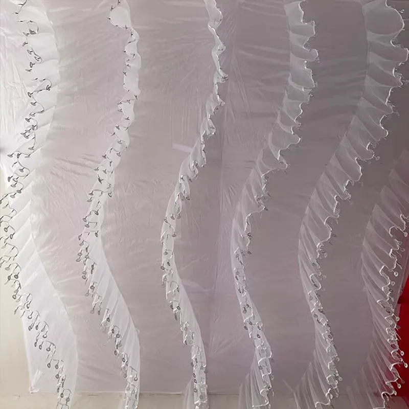 

Size Customized S-shaped Wave Cloud Top Yarn With Shiny Sequin Hanging Ornament For Wedding Party Stage Ceiling Decoration