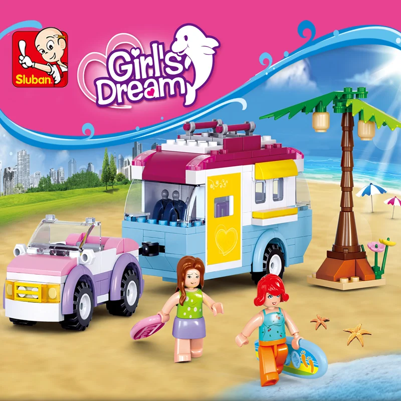 

Sluban Building Block Toys Girls Dream B0606 Beach Van For Summer Holiday 272PCS Bricks Compatbile With Leading Brands