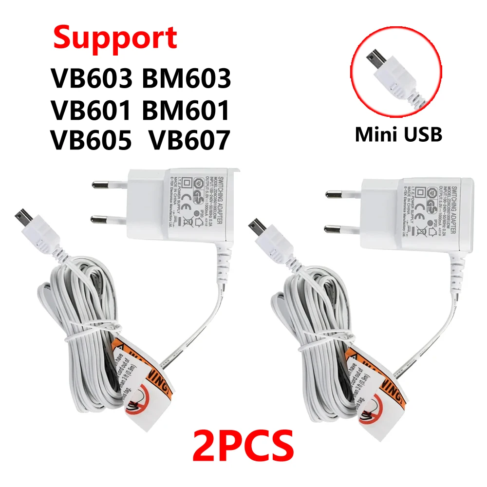 2PCS Original EU Power Adapter Charger DC 5V 1A Mini USB Connector For Baby Monitor Camera VB601 VB603 BM603 VB605 Nanny Camera