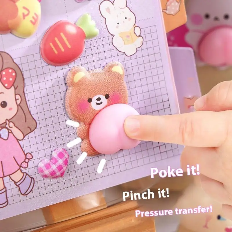 Autocollant stéréo de dessin animé 3D pet pêche, jolis animaux stéréoscopiques, soulage le Stress, fournitures de décoration pour bricolage