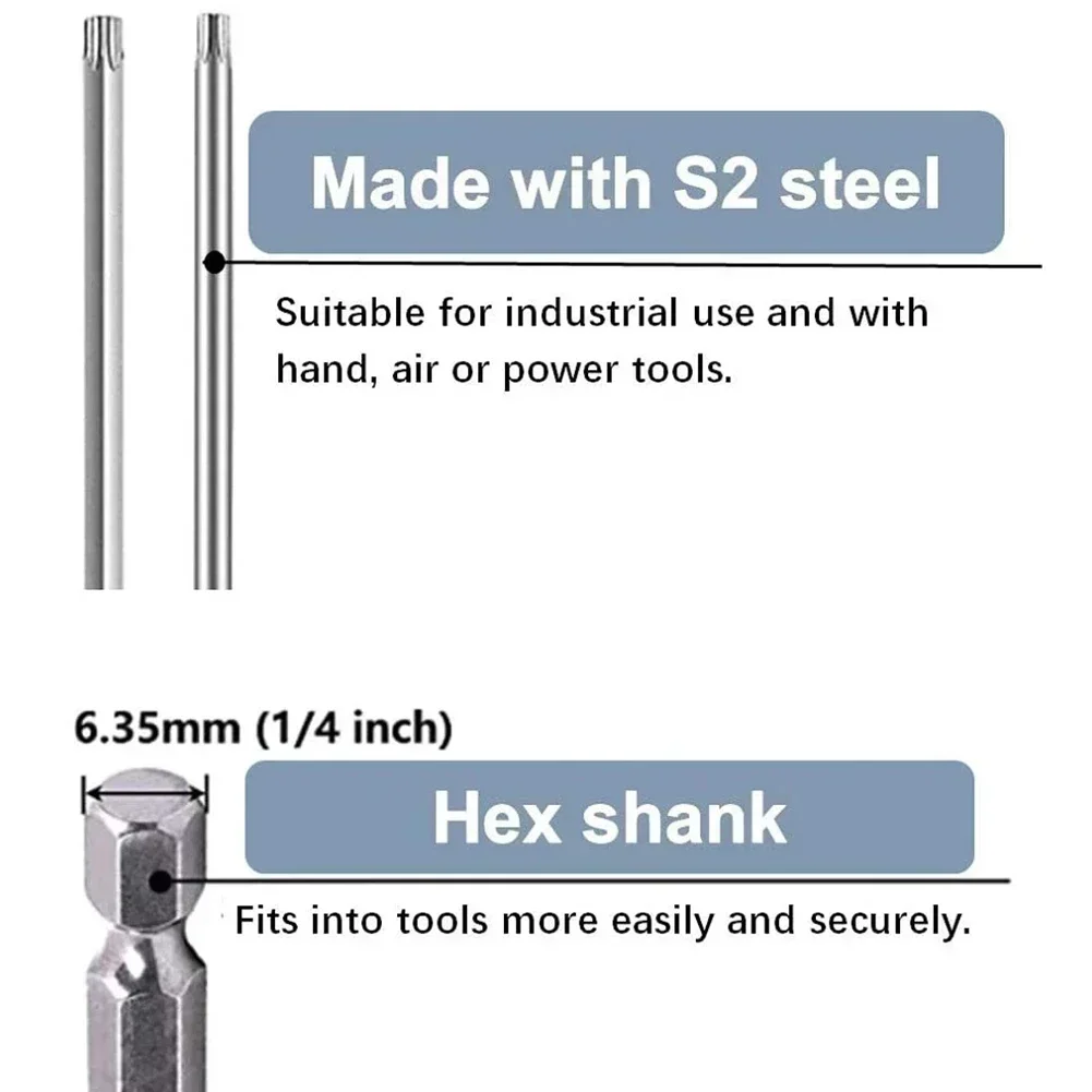 1pc Torx Screwdriver Bit 1/4 Inch Hex Shank Magnetic Screwdrivers Alloy Steel Screw Drivers Drill Bit Hand Tools Solid Screw