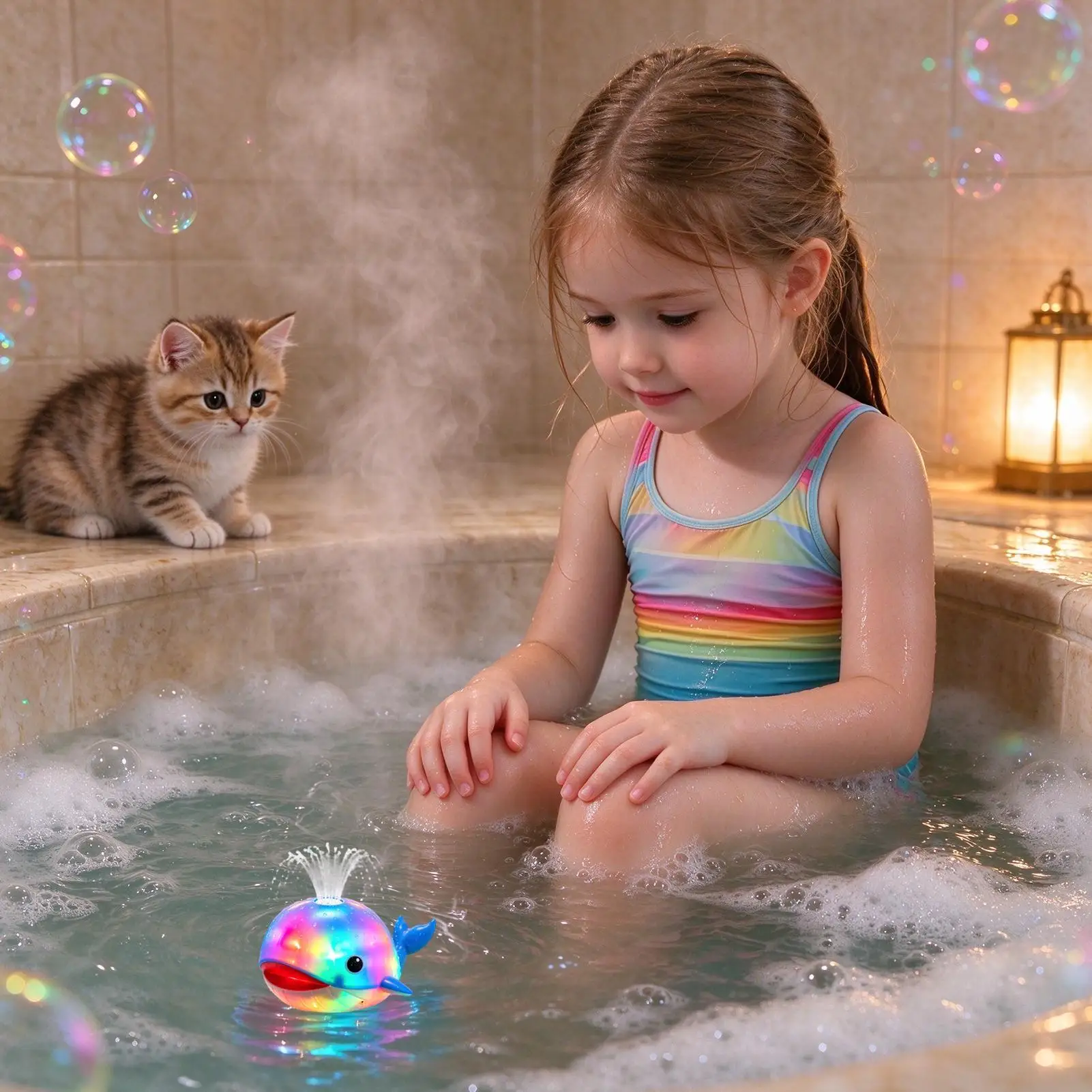 Bath Toys Light Up Electric Sensor-Activated Cute Fun Sprayer Whale Bath Toy Sprinkler For Pool Garden Activity Party Indoor