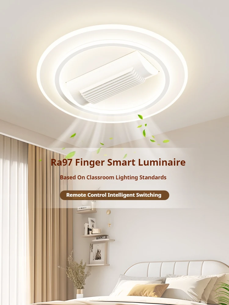 Lâmpadas LED Full Spectrum Bladesess Ventilador de Teto, Regulável com Controle Remoto, Iluminação Interior Moderna, Sala e Quarto, Metal e Acrílico